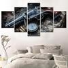 5 Stück Leinwand Wandkunst Poster Gemälde Uhr Waffe Revolver Tapete Bild Druck Heimdekor Wohnzimmer Kunstwerk