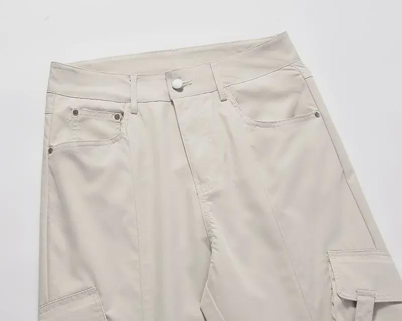 2023 Unisex High Street Zipper Overalls: Fog Style Loose Straight Casual Trousers