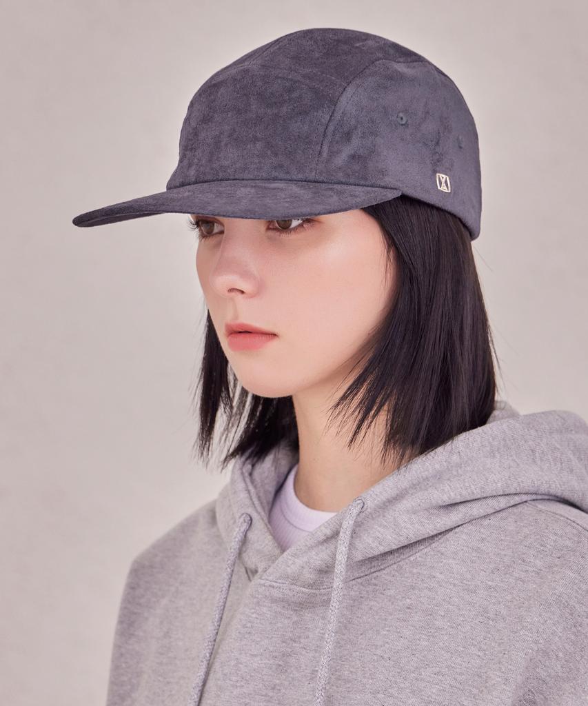 Bajal Va Square Suede Camp Cap Charcoal