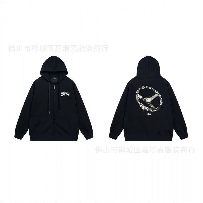 Unisex mikina s kapucí na zip s potiskem Bavlněný svetr Lehká podzimní zimní neformální svrchní oblečení