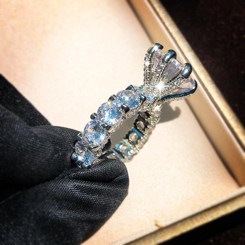 

Роскошные кольца серебряного цвета с большим сверкающим цирконом для женщин, свадебные, для помолвки, модная бижутерия, подарок 7