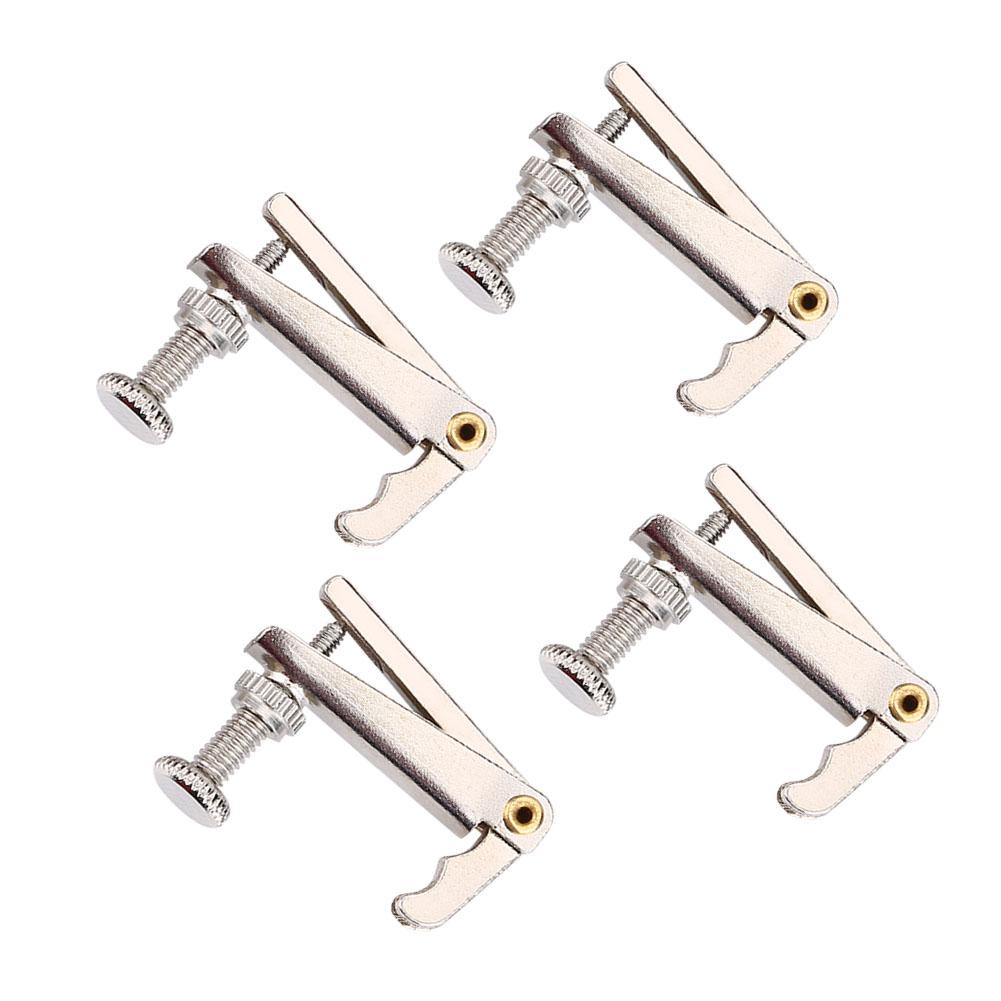 4Pcs Durable Alloy Fine Tuners String Adjusters Replacement Parts for 3 4 4 4 Violin (Silver)
