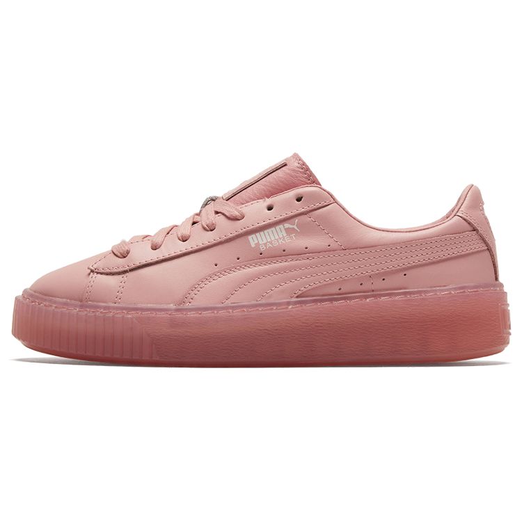 Puma Basket Platform Core Synthetic Leather Top Grain Cowhide Wear-Resistant Lightweight Low-Top Sneakers Women Sneakers Crystal-Pink 364040-09