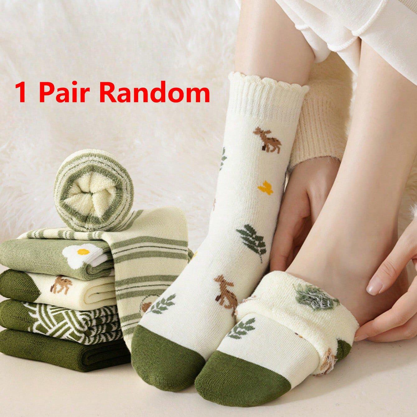 

1/4 пары женских осенне-зимних утолщенных спортивных носков до середины икры, зимние милые махровые теплые чулки, рождественские подарки One Size