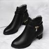 Fashion Black Women's Ankle Boots Leather Round Toe Spring Autumn Female Short Shoes Designer Luxury Y2k Pu On Offer Hot Sale 39 Booties