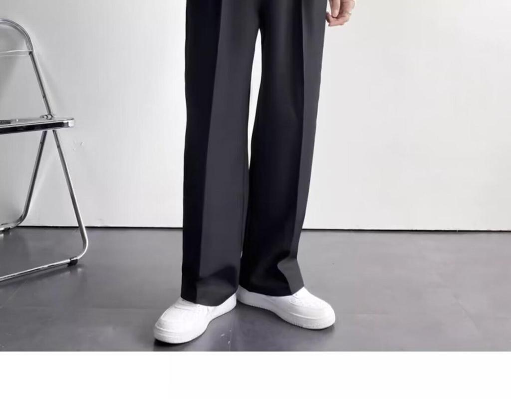 Men's Spring Japanese-Style Casual Black Wide-Leg Trousers 