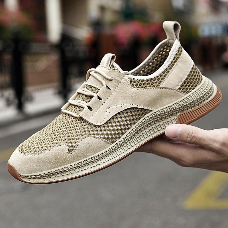 

Модная легкая мужская удобная повседневная обувь, новое поступление, кожаные модные мужские кроссовки, люксовый бренд для мужчин, универсальная обувь для вождения 38 песчаный