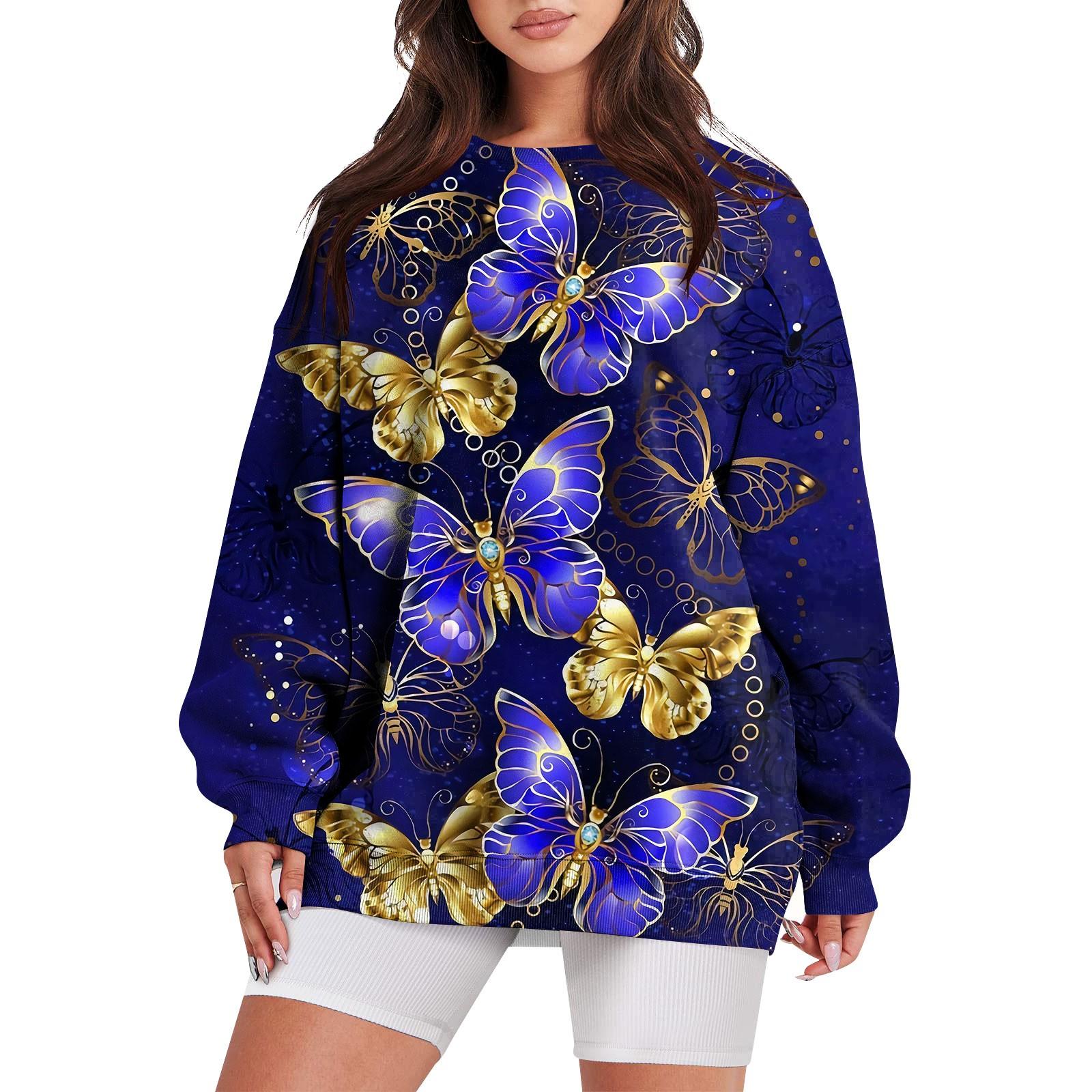 

Толстовки для женщин, повседневные пуловеры с длинным рукавом и круглым вырезом, толстовки, топы XL фиолетовый