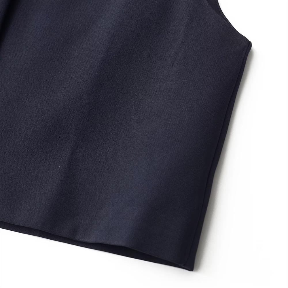 Spring 2025 Women's Versatile Sleeveless Round Neck Solid Color Short Vest