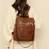 Women's PU Backpack with Patchwork Design Large Capacity Shoulder Bag for Daily Travel