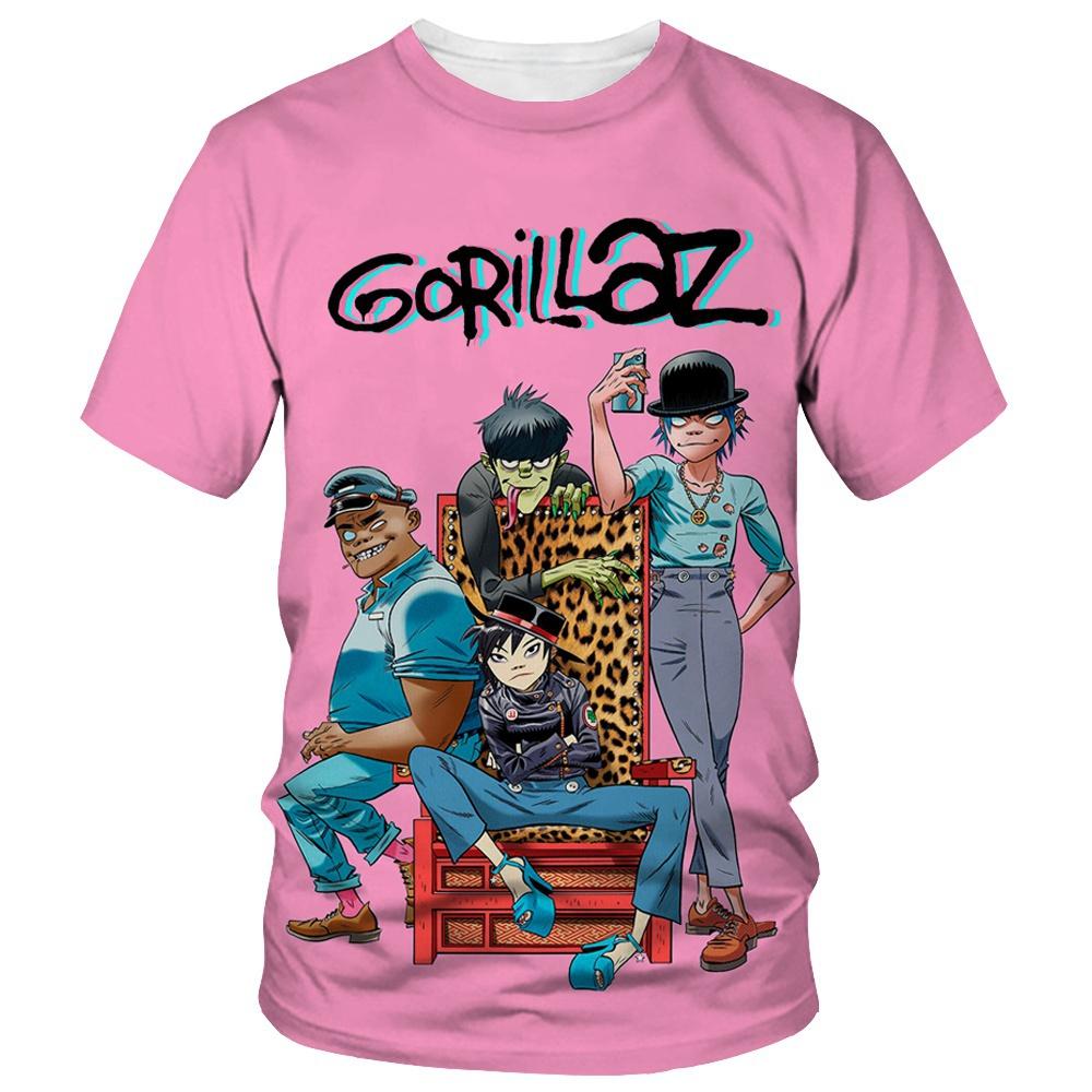 Ny Tegneserie Gorillaz 3D-trykt T-skjorte Herre Dame Casual Hip-hop Kortermet Harajuku Stil Gate T-skjorte