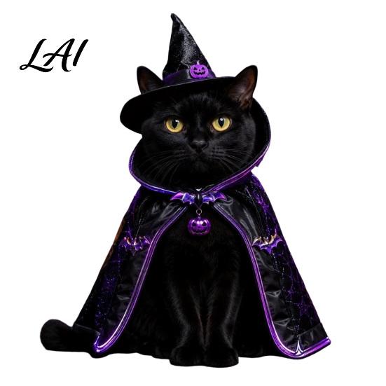 Mantello Decorativo per Animali Domestici Costume da Strega per Gatto di Halloween Mantello Fantasma Carino Costume Divertente per Feste Abbigliamento per Festival Cosplay da Gattino per Accessori Festivi