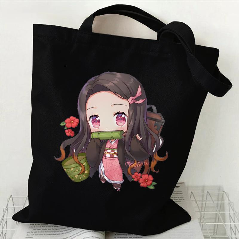 Japan cartoon comics Nezuko Kamado Demon Slayer Print Canvas Bag Stylish Women's Handbag Large Capacity Casual Shoulder Bag 7561 KTB