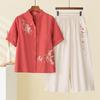 Xiao Fu Damen Sommer Kurzarm T-Shirt & Lässiges Zweiteiler Set