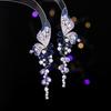 Luxury Atmosphere Heavy Industry Earrings European and American Court Style High Sense Banquet Wedding Long Water Drop Butterfly Earrings