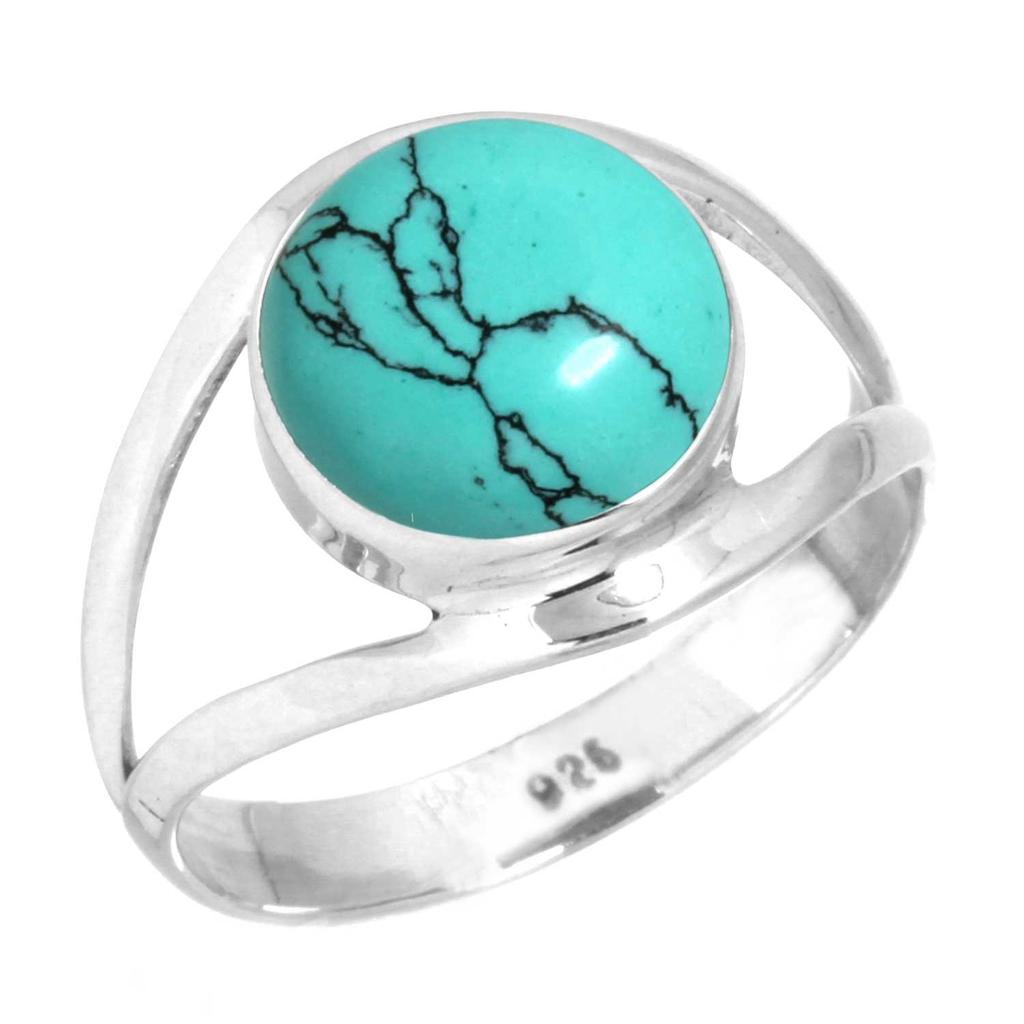 925 Sterling Silver Ring Women Gemstone Handmade Jewelry Engagement Gift Blue Green Purple Copper Turquoise Pearl Lapis Mother Of Pearl Boho