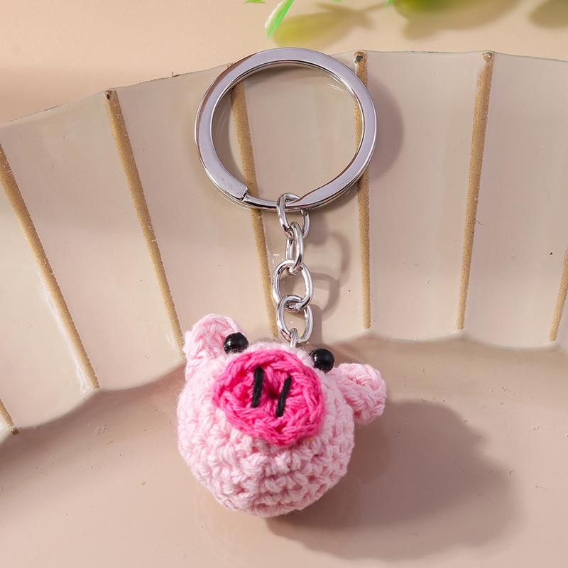 Lovely Handmade Knitted Pig Keychain Crocheted Animal Key Rings Pendant for Women Girls Handbag Charms DIY Jewelry Gifts