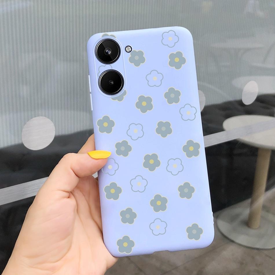 For Realme 10 2022 Fashion Girl Sunflower Yellow Phone Case For Realme10 RMX3630 4G Candy Color Soft Silicone TPU Cases