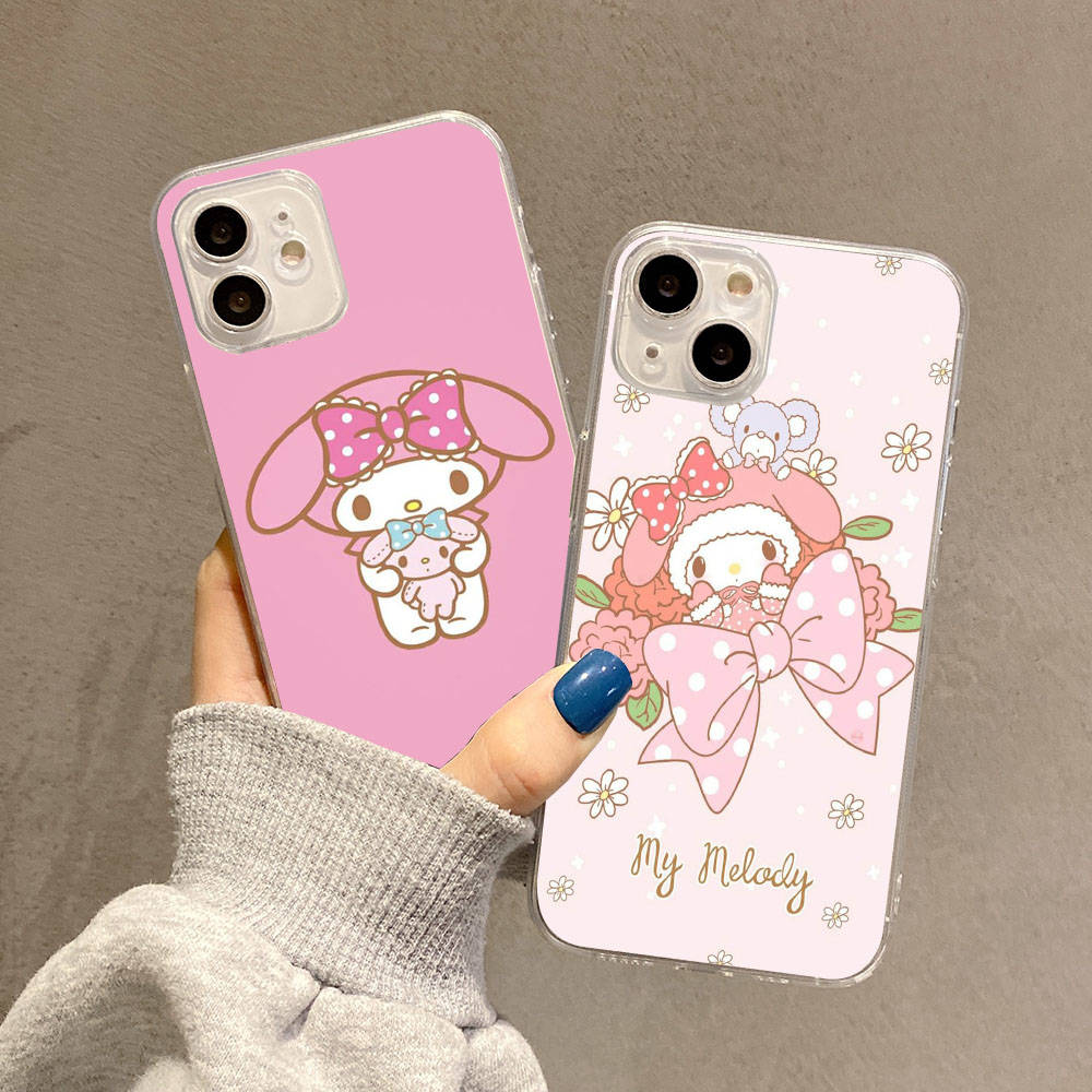 Hülle für Samsung A04 A14 A23 A34 A54 M23 M33 M52 M53 Realme 10 9 C30S C35 C55 VIVO Y02S Y21 Y51 X80 Pro Transparente Hülle LI27 Niedlich My Melody