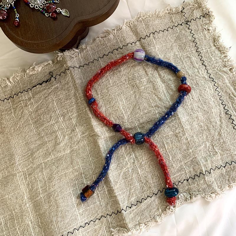 Herbstarmband aus gestricktem Pool-Stoff: Buntes Handgefertigtes Glasperlen Gewebtes Lanyard Anhänger Zubehör.