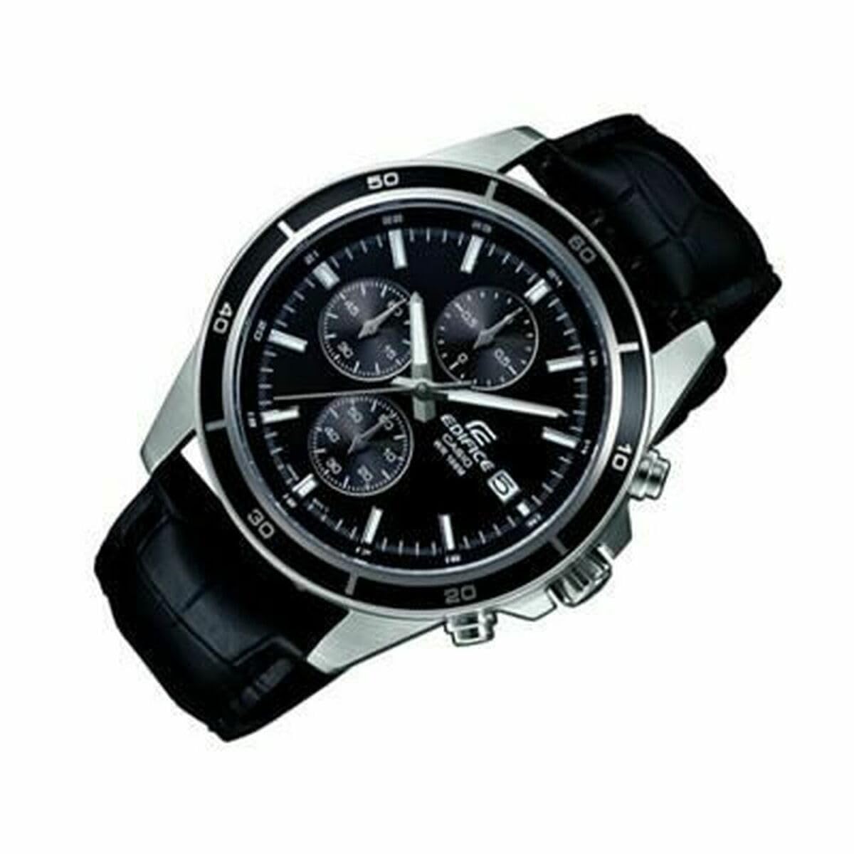 Casio - EFR-526L-1AVUEF Edifice Montre Homme Quartz Analogique Cadran Noir Bracelet Cuir
