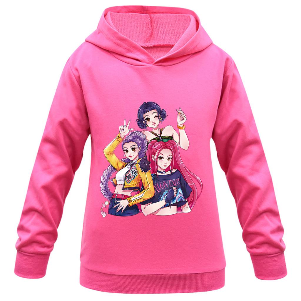 Kids Girls Anime Cartoon K-POP Rumi Zoey Mira Printed Casual Long Sleeves Sweatshirt Hoodies