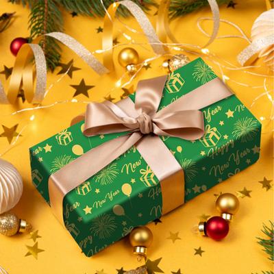 5 Stück Weihnachtspapier Goldfolie Geschenkpapier mit Feiertagsbaum-Designs Blumenstrauß-Packpapier für DIY-Geschenkverpackung