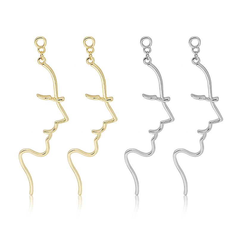 Individual Cold Wind Abstract Face Line Earrings, Light Luxury And Exquisite Design