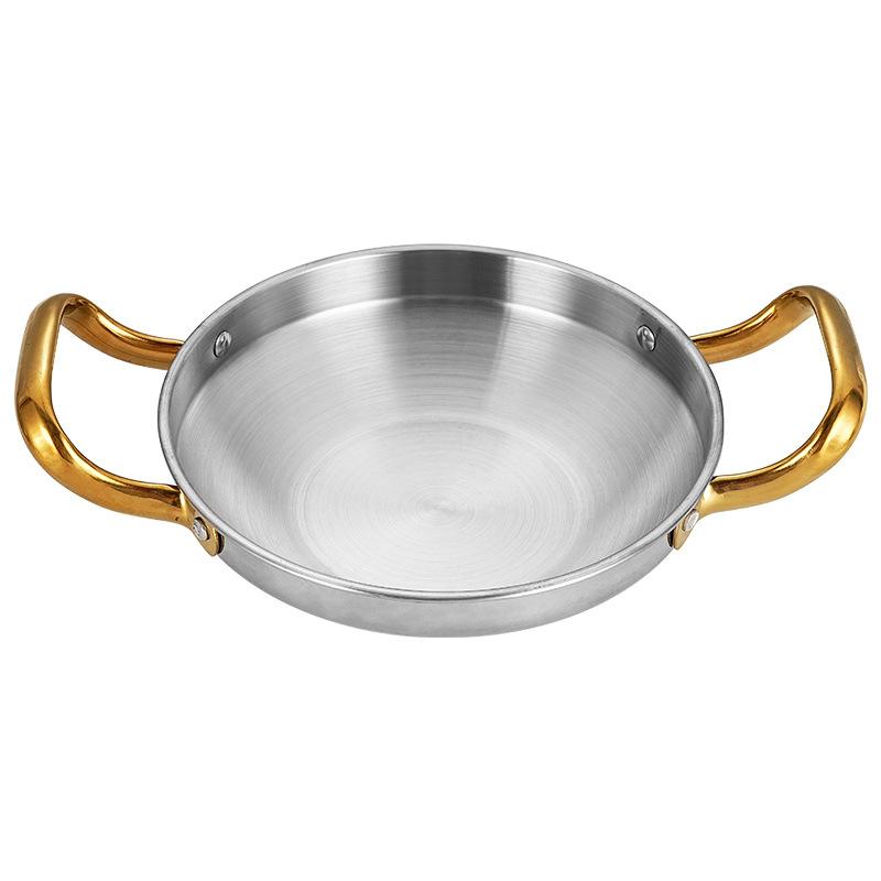 Edelstahl Hong Kong Stil Doppelgriff Trockentopf Kommerzieller Meeresfrüchte Topf Outdoor Hot Pot Dicke Haushaltsnutzung Boden Flache Pfanne