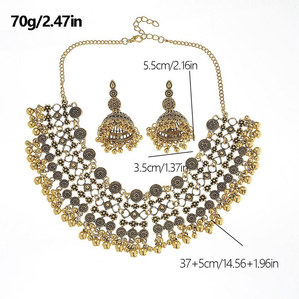 Hollow Earrings Necklaces Jewelry Set Geometric Golden Jewelry Tassel Necklaces Earrings  Gift