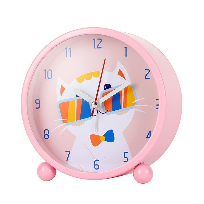 Cartoon new cute alarm clock living room bedroom home metal clock cat small seat clock