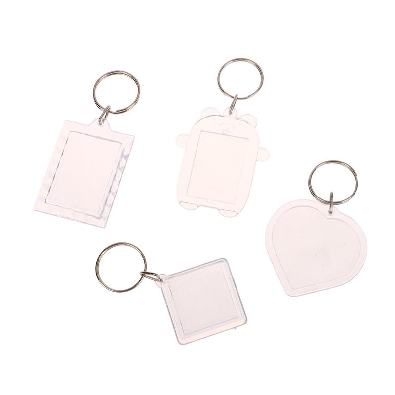 5Pcs Clear Bear Acrylic Blank Photo Frame Keychain Insert Photo Picture Frame Key Holder Diy Picture Frame Keyring Bag Pendant