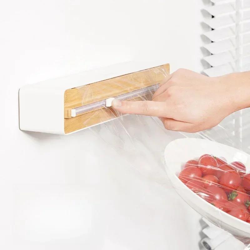 Dispenser per Pellicola da Parete Taglierina per Pellicola Estensibile Alimentare e Foglio di Alluminio Magnetico 2 in 1 Portarotolo Scatola Dispenser per Pellicola di Plastica Accessori da Cucina