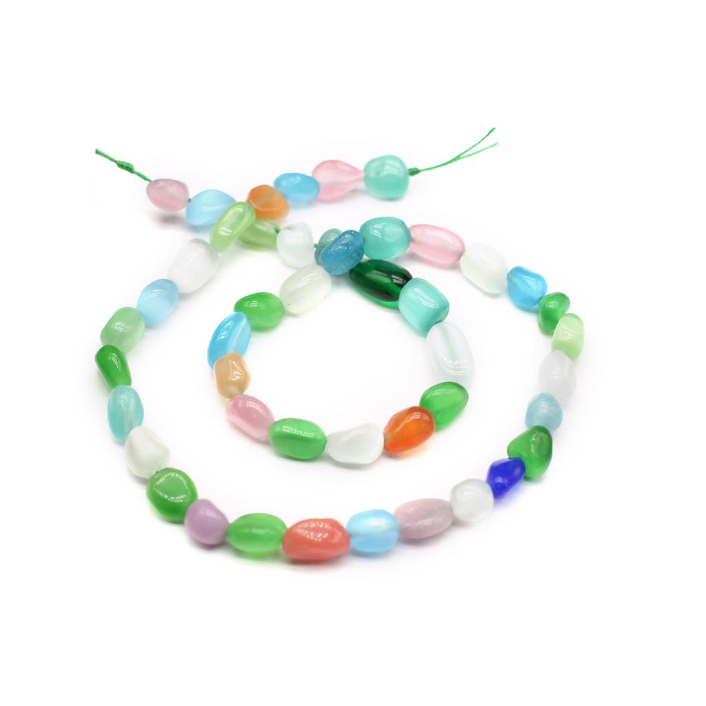 1String, Colourful Reiki Healing Gemstone Beads, 6-8mm Oval Energy Natural Stone Loose Spacer Beads for Jewelry Making DIY Christmas Gift Beading 38cm