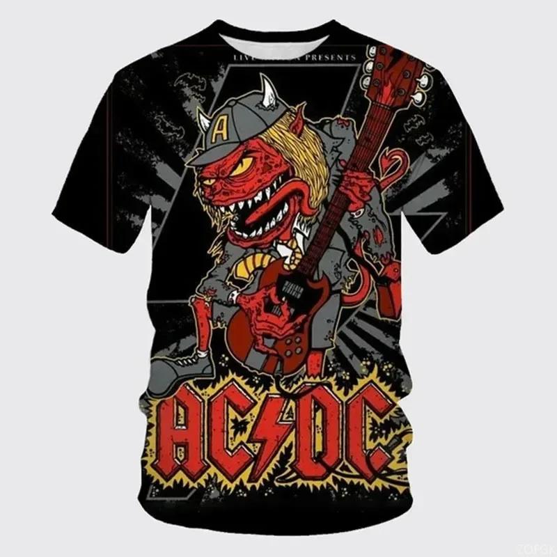 Metal Rock Band Summer Men's Short Sleeved Men's Round Neck Casual T-shirt 3D Printed Top Fashionable Streetwear Men's