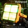 LED Solar Campinglaterne Wiederaufladbarer Outdoor-Flutlichtstrahler Wasserdicht Solare Stromversorgung Reparaturarbeiten Notlampe Powerbank