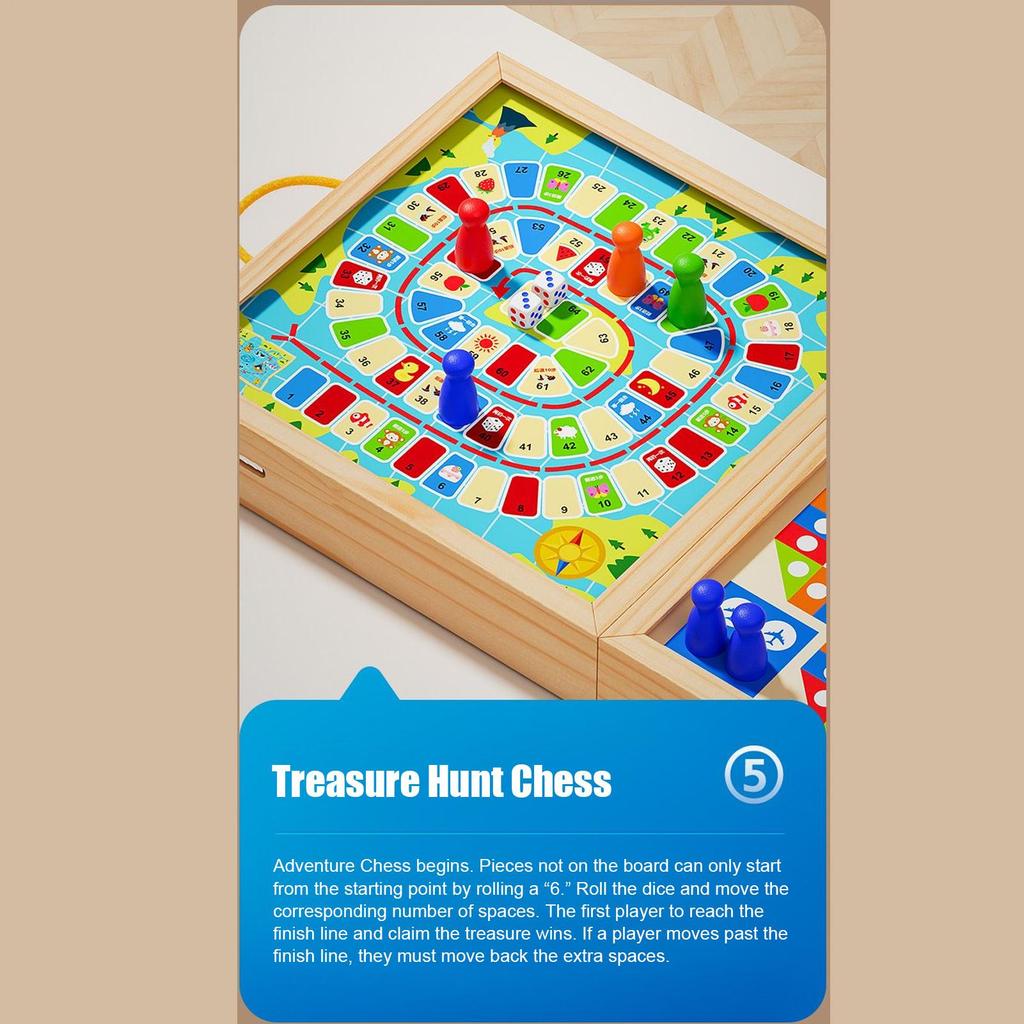 Board Games Desktop Battle Toys 7-in-1 Wooden Educational Tabletop Game for Teachers Caregivers Kindergarten Classroom