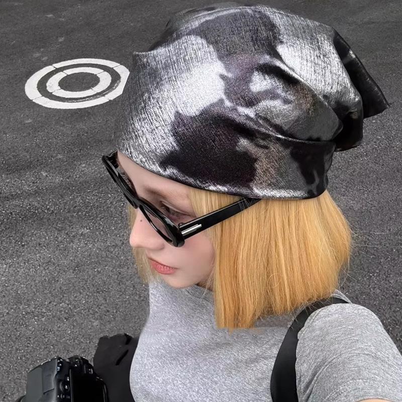 Y2K Tekutá Stříbrná Punk Leopardí Vzor Cool Hadí Vzor Hip-Hop Styl Metalický Retro Styl Pokrývka hlavy Oblečení na Hudební Festival 45x90cm