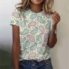 Summer Round Neck Retro Bohemian 3D Print Top Fashionable Casual Short Sleeved Women's T-shirts
