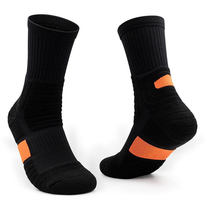 Men's Thick Towel Bottom Basketball Socks, Elite Mid-Length High-Top Running Outdoor Sports Socks