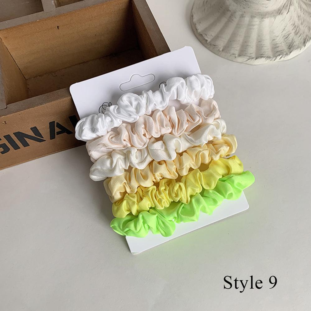 6pcs/lot Hair Scrunchies Ponytail Holder For Women Girls Hair Accessories Satin Headwear Solid Hair Bands Scrunchy Ties Ropes