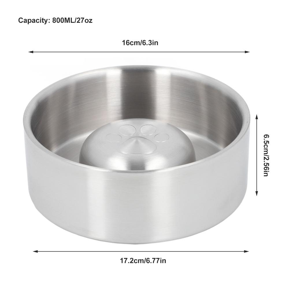 304 Metal Material Dog Bowl Large Capacity Anti-Slip Bottom Slow Feeder Bowl Double Layer Round Shape Anti-Slip Pet Bowl