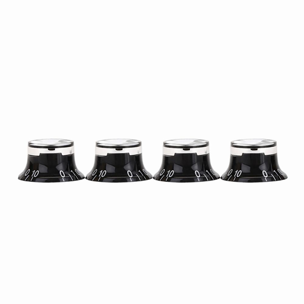 4Pcs Round design Guitar Tone Knobs Black Guitar Knobs Set  Electric Guitars