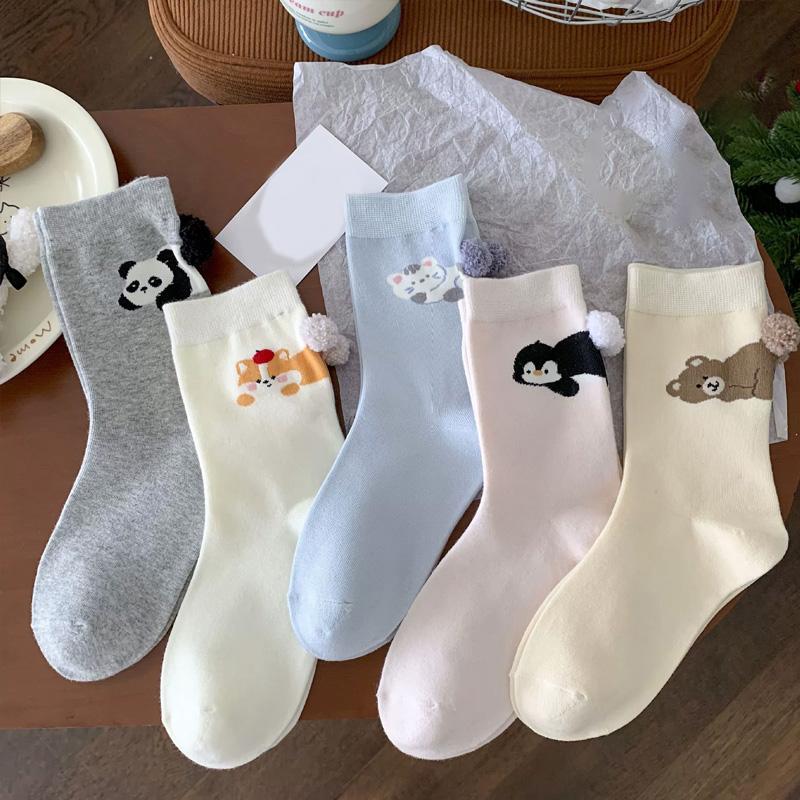 1Pair Cotton Comfortable Animal Egg Socks Skin-Friendly Cartoon Cartoon Multi-element Three-dimensional Print