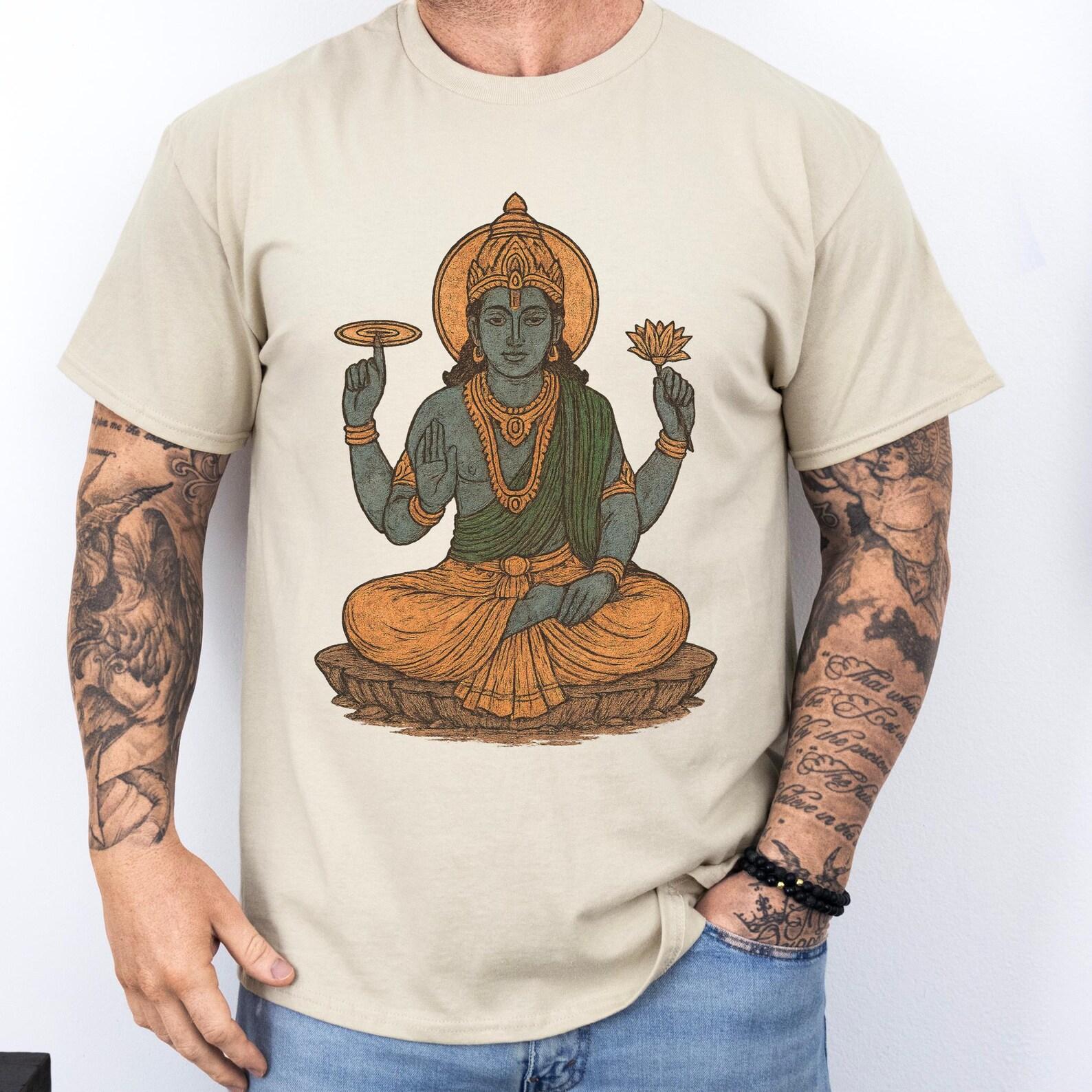 Vishnu Shirt: Hindu Deity T-Shirt | Spiritual Yoga Tee | Sacred Indian Mythology Apparel S