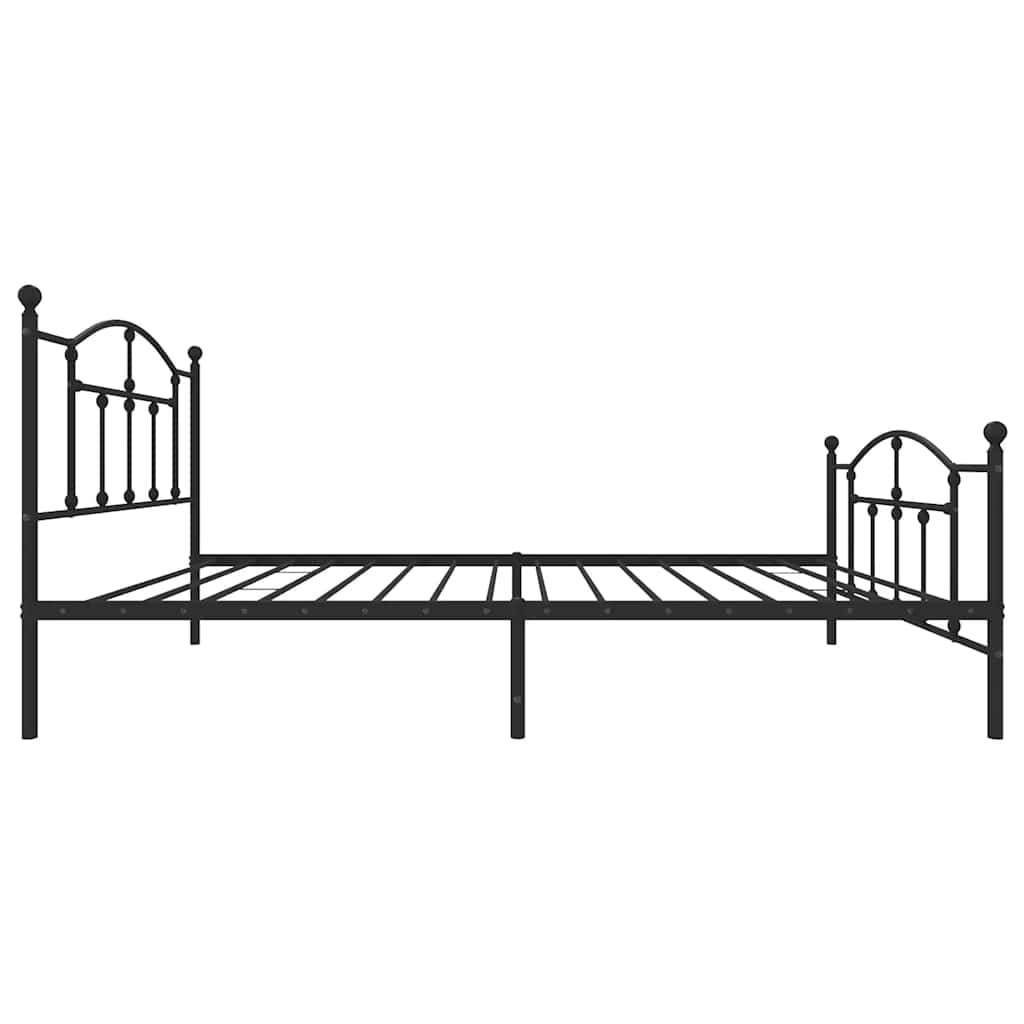 Metal Bed Frame with Headboard and Footboard Black 100x200 cm