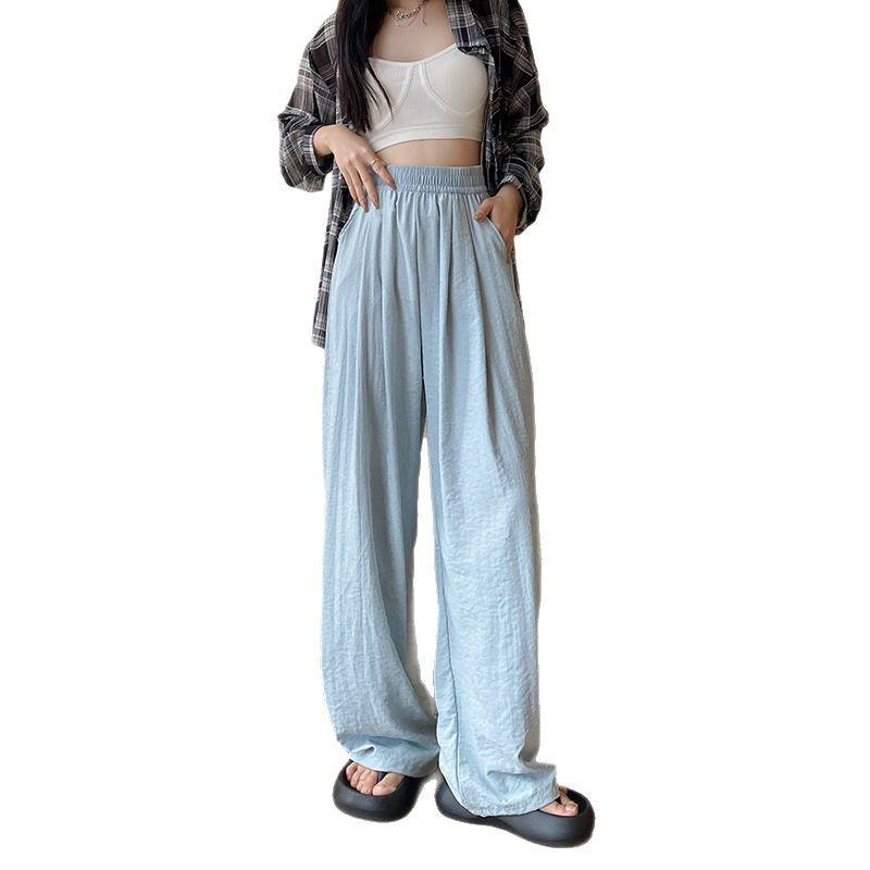 Japanese Style Women's Wide-Leg Ice Silk Pants - Summer 2025