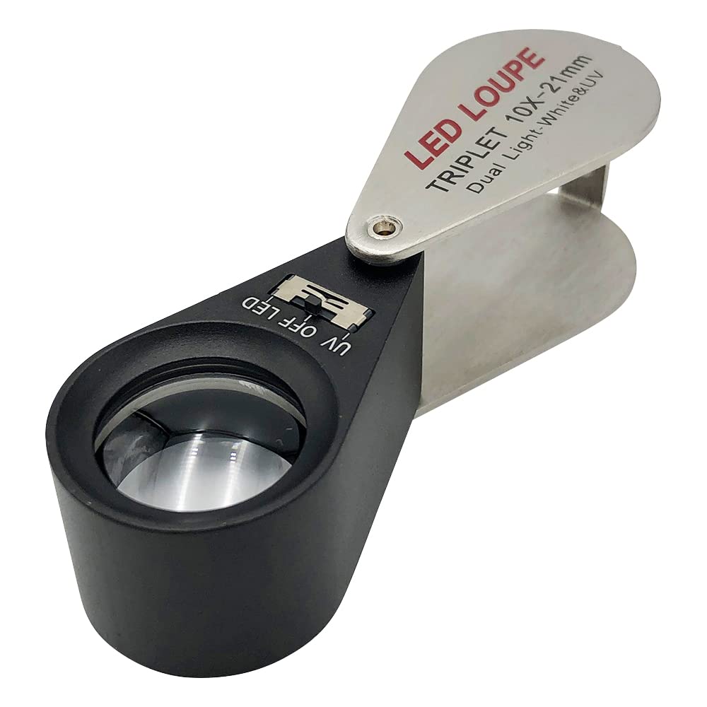 AS ONE 10x Retractable Magnifying Glass with LED Light, White LEDUV LED, MG7802-10