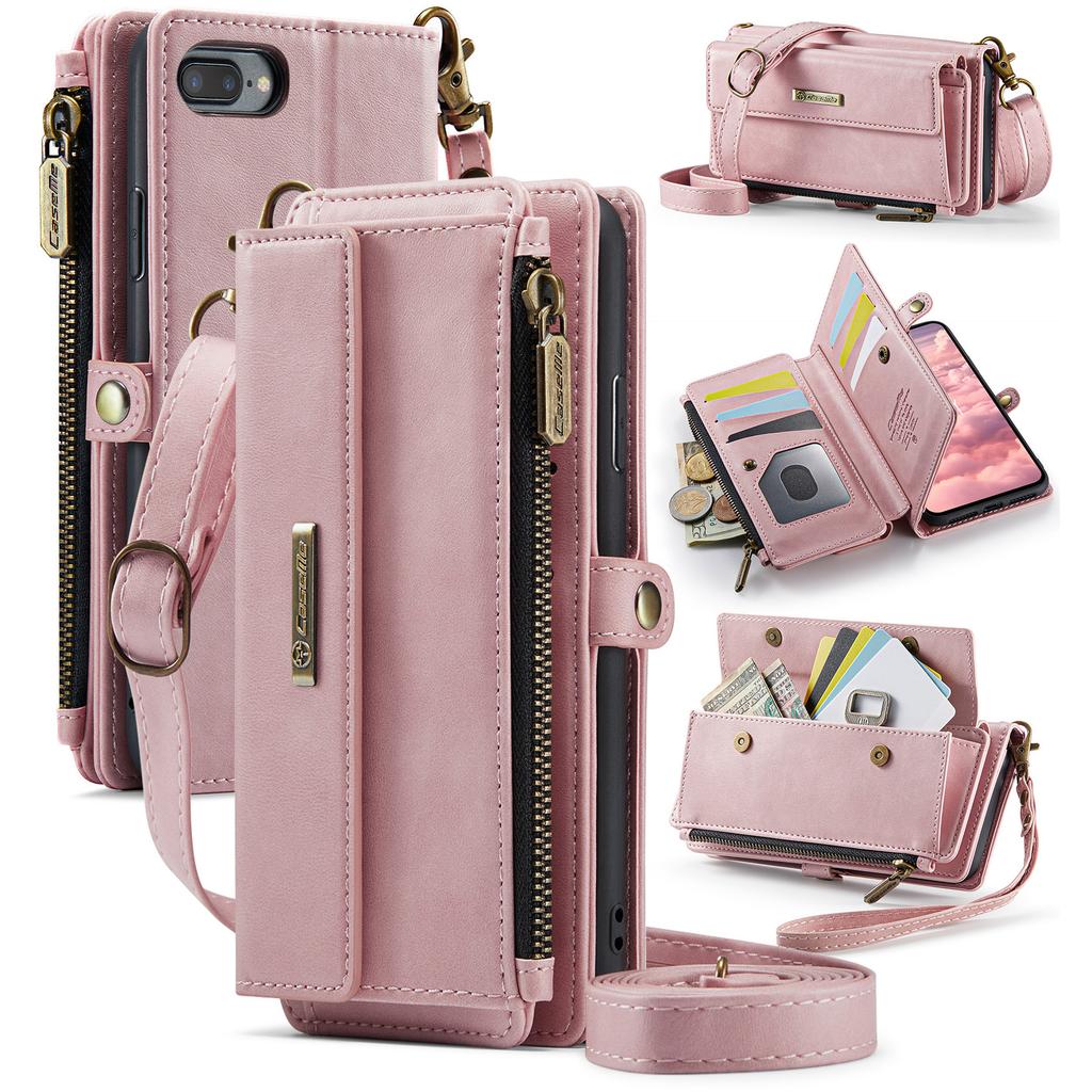 For iPhone 7 Plus 5.5 inch/iPhone 8 Plus 5.5 inch/iPhone 6 Plus 5.5 inch Case CASEME C39 RFID Blocking Zipper Wallet Stand Leather Cover with Strap