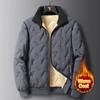 Men's Fleece Coat Winter Autumn New Casual Stand Collar Windproof Warm Zipper Jacket Thermal Solid Color Slim Fit Male Clothing